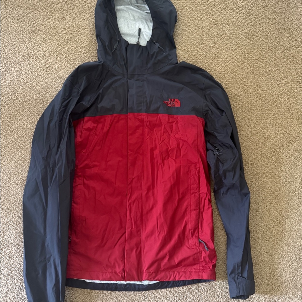 The North Face Red and Black Raincoat Lightweight Weather-Resistant